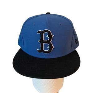 New Era Cap Hat Unisex Size 7 1/4” Color Black Blue Boston Redsox Fitted
